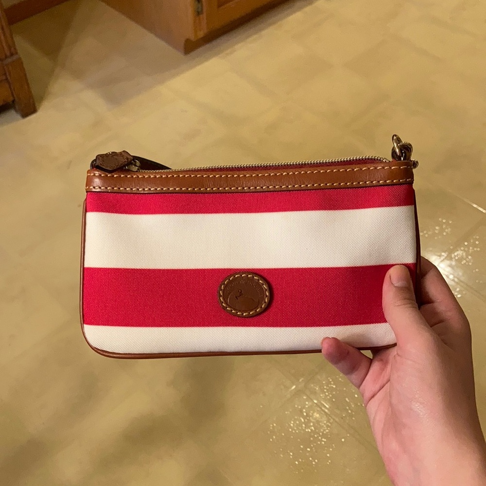 Dooney & Bourke Red and White Striped Wristlet